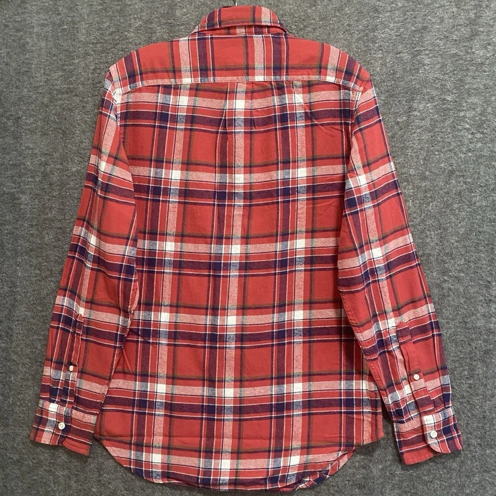 NEW J Crew Flannel Shirt Men S Red Blue Plaid Long Sleeve Button Up Work Outdoor